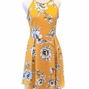 Soprano Yellow Fit & Flare Floral Dress